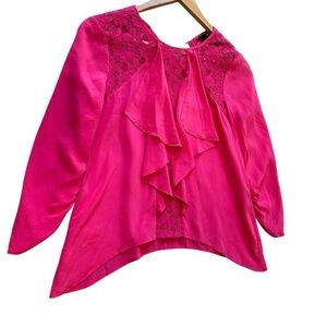BCBG XS silk blouse Elegant Pink Lace Women's Top GUC